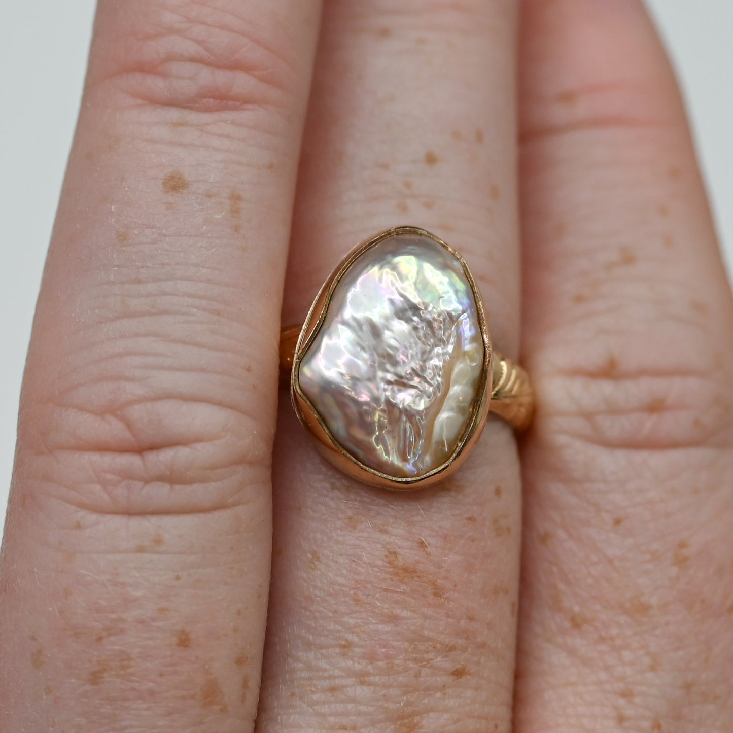 Gold fill xl pink keshi pearl size 8