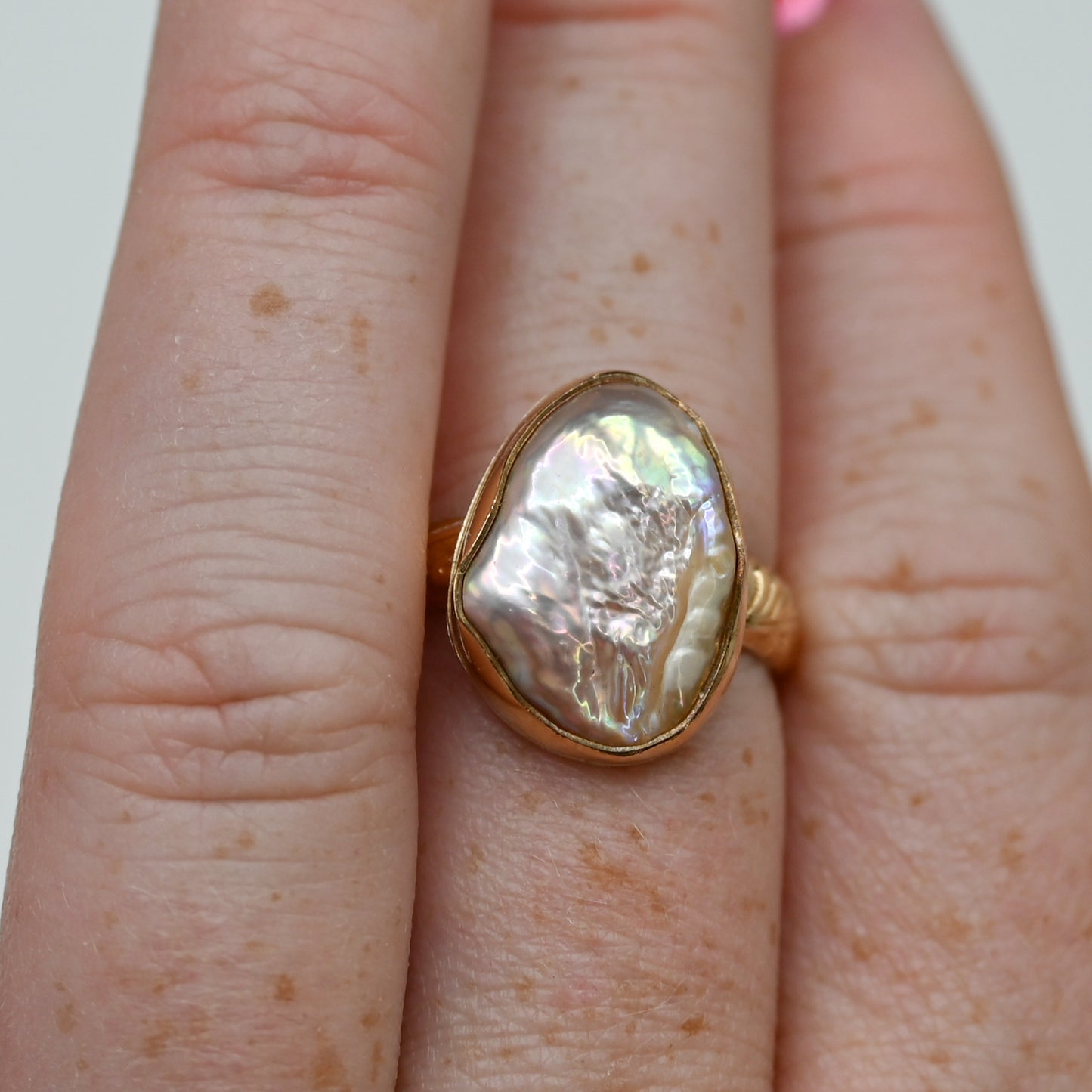 Gold fill xl pink keshi pearl size 8