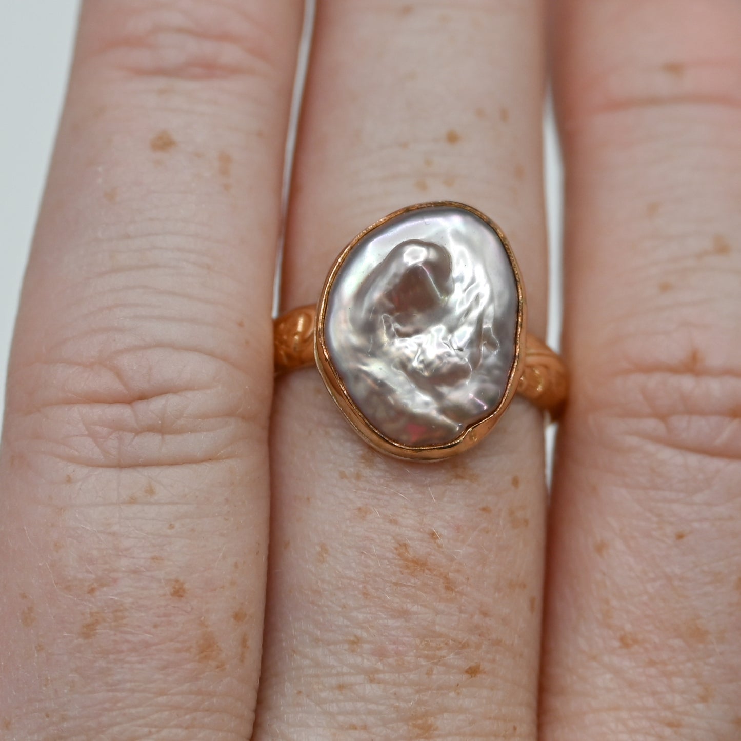 Gold fill xl pink keshi pearl size 8