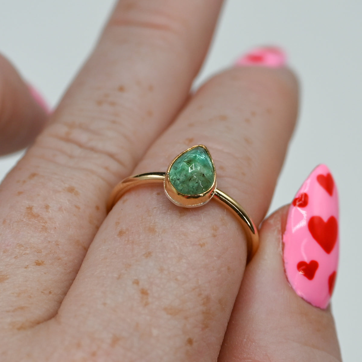 Gold fill pear emerald size 8
