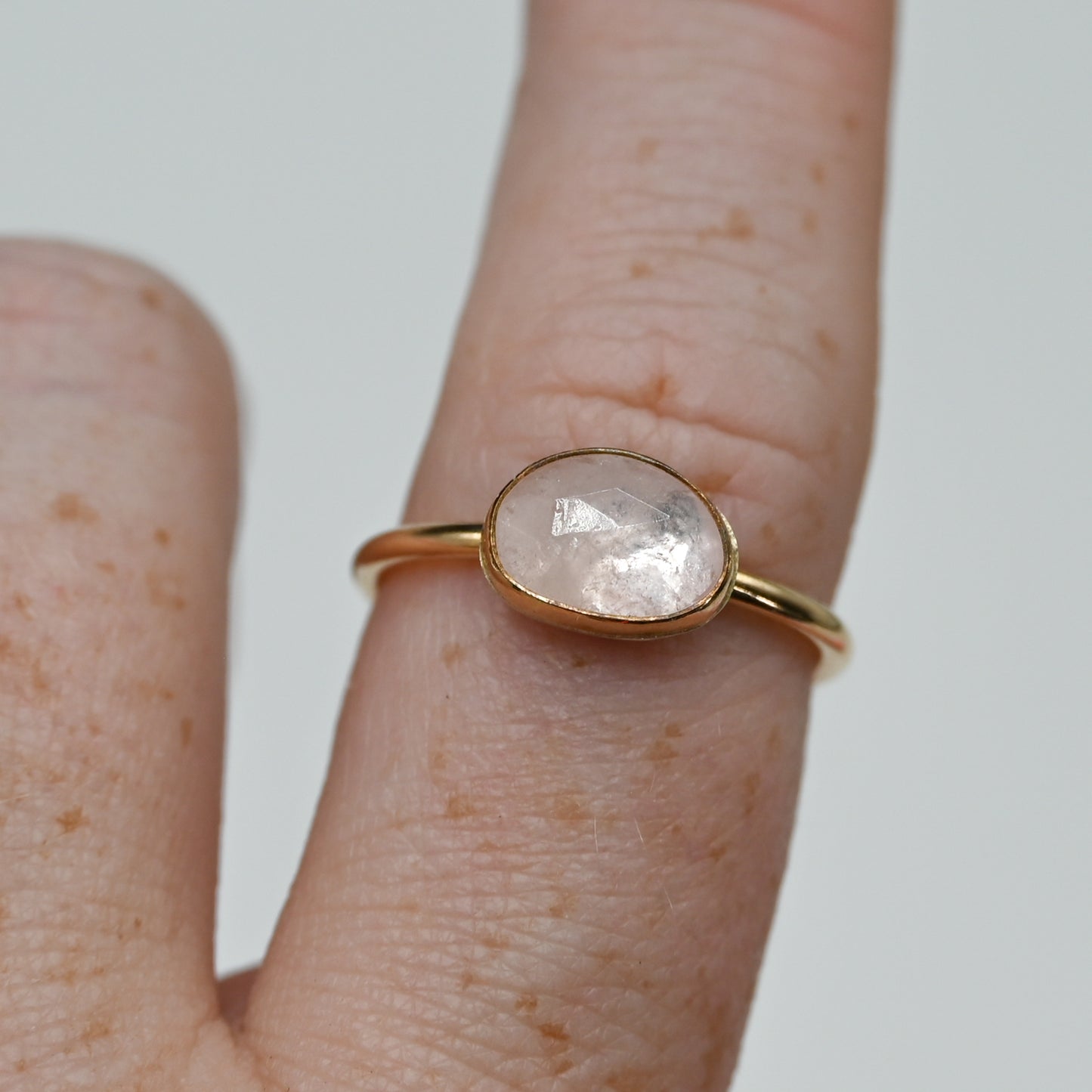 Gold fill horizontal rose cut morganite size 8