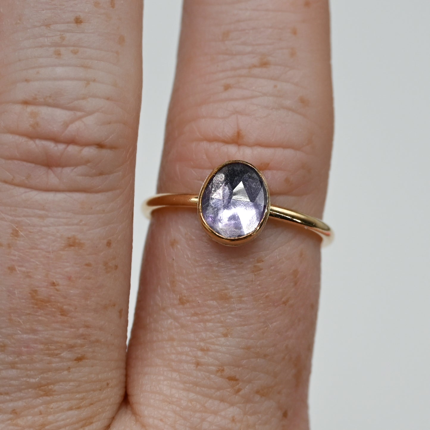 Gold fill rose cut amethyst size 8.25