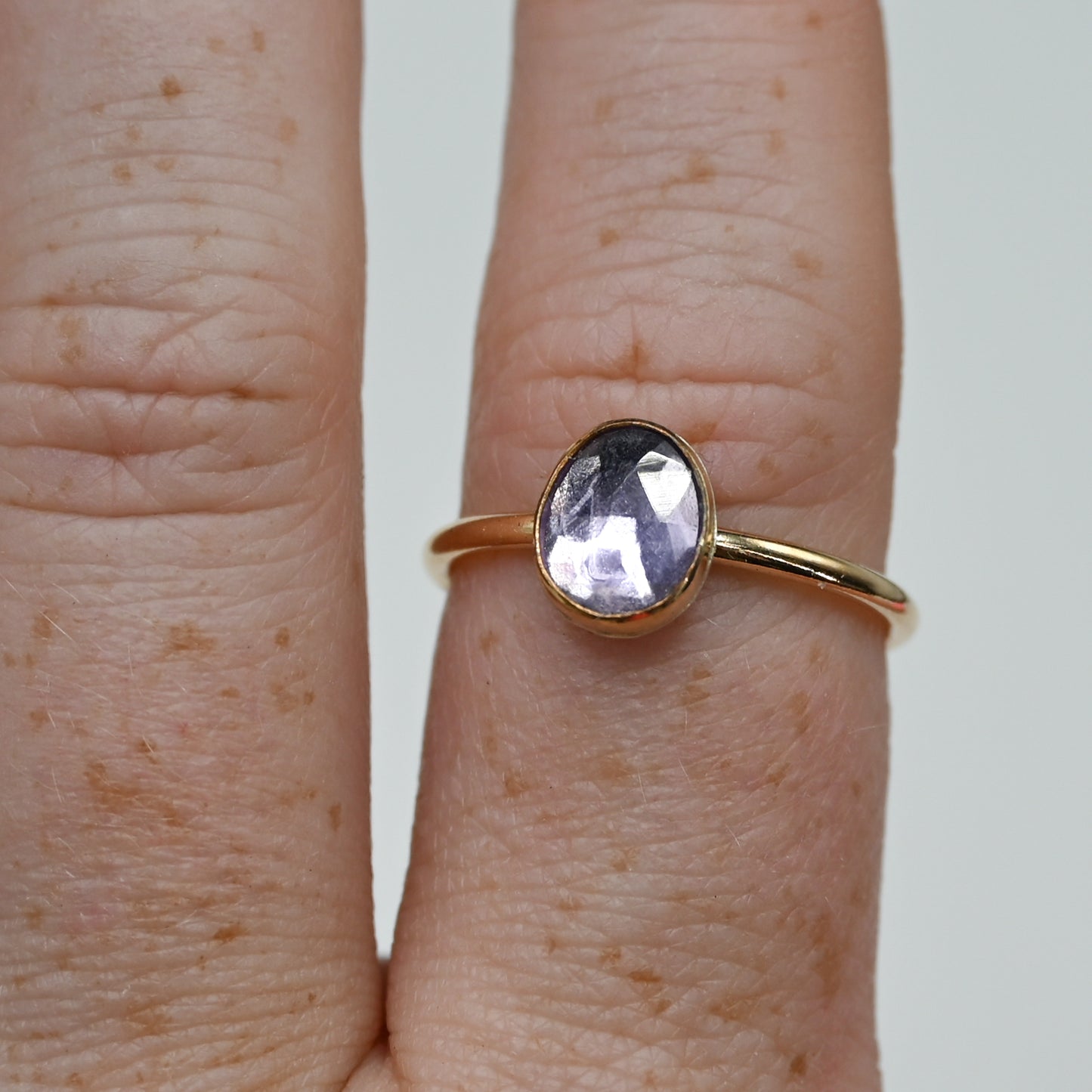 Gold fill rose cut amethyst size 8.25