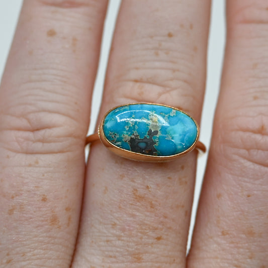 Gold fill xl horizontal kingman turquoise size 8.5