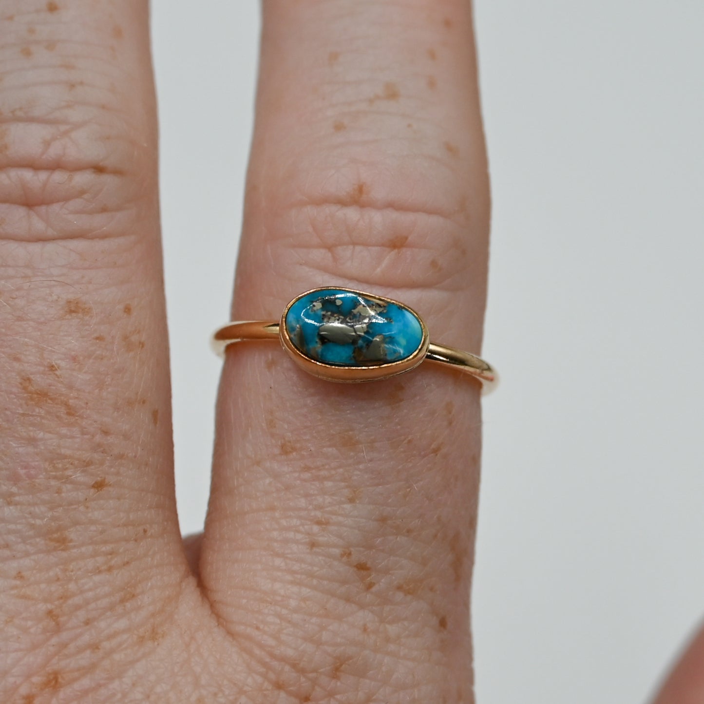 Gold fill mini horizontal sonoran gold turquoise size 8.75