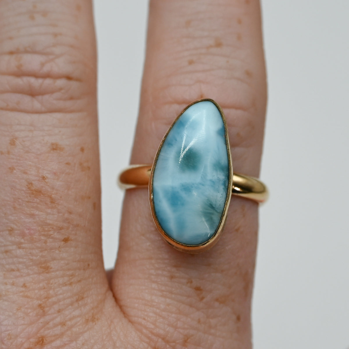 Gold fill XL larimar size 9