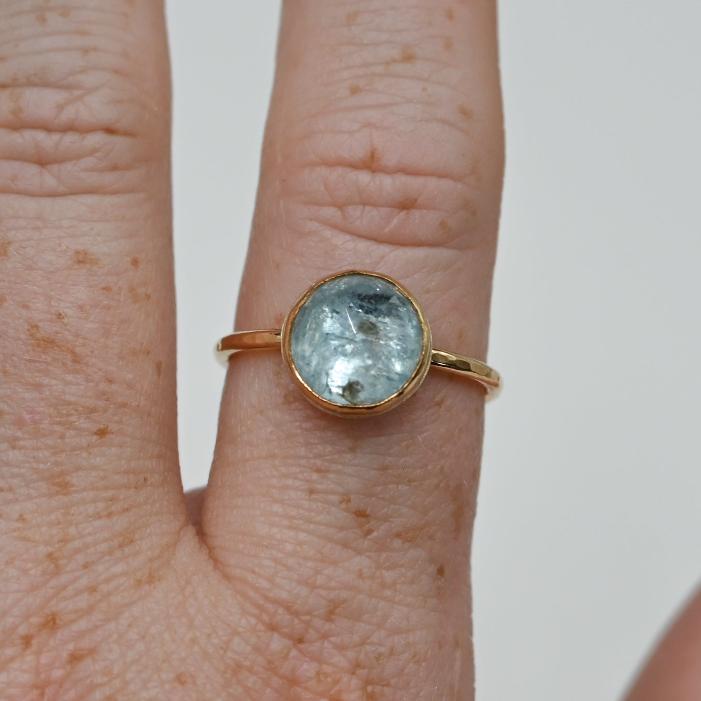 Gold fill rose cut aquamarine size 9.25