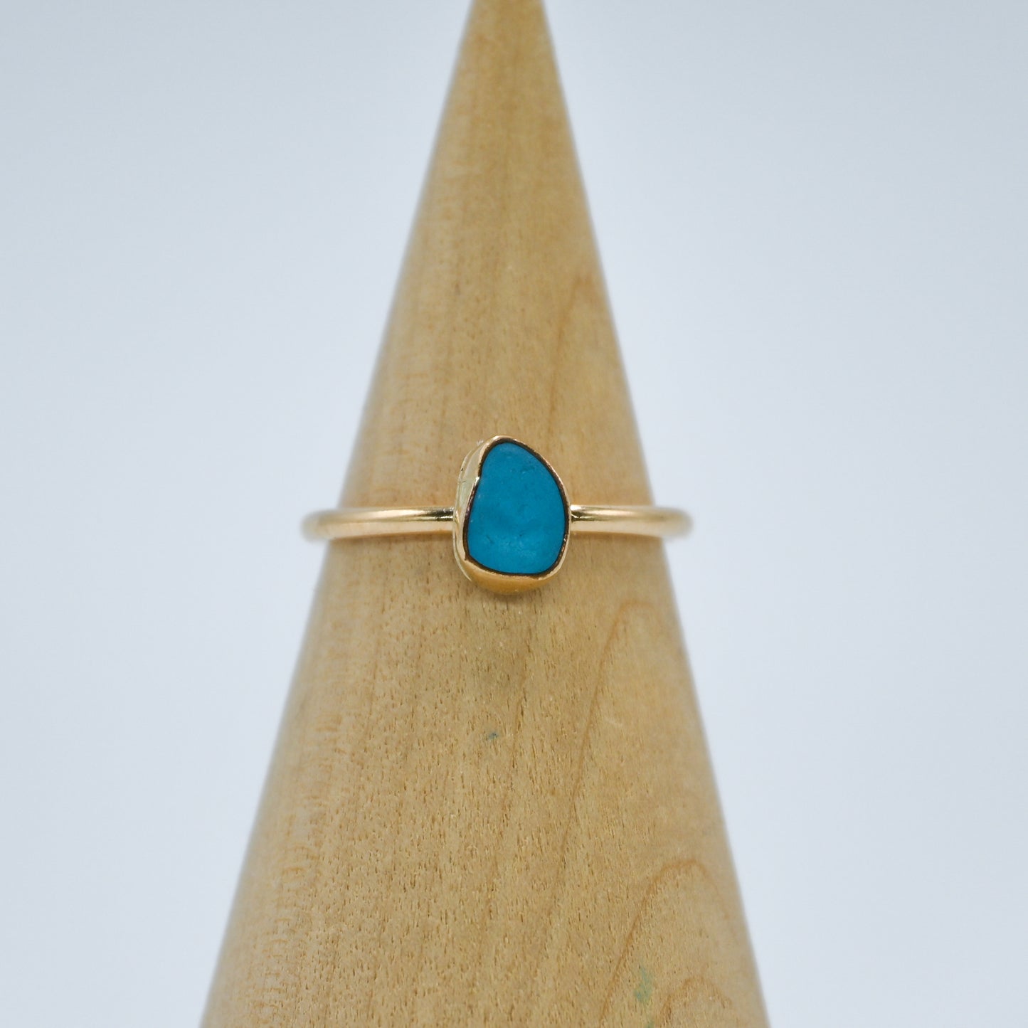 Gold fill turquoise sea glass size 6.5