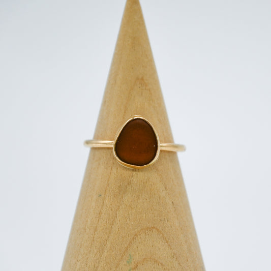 Gold fill amber sea glass size 7