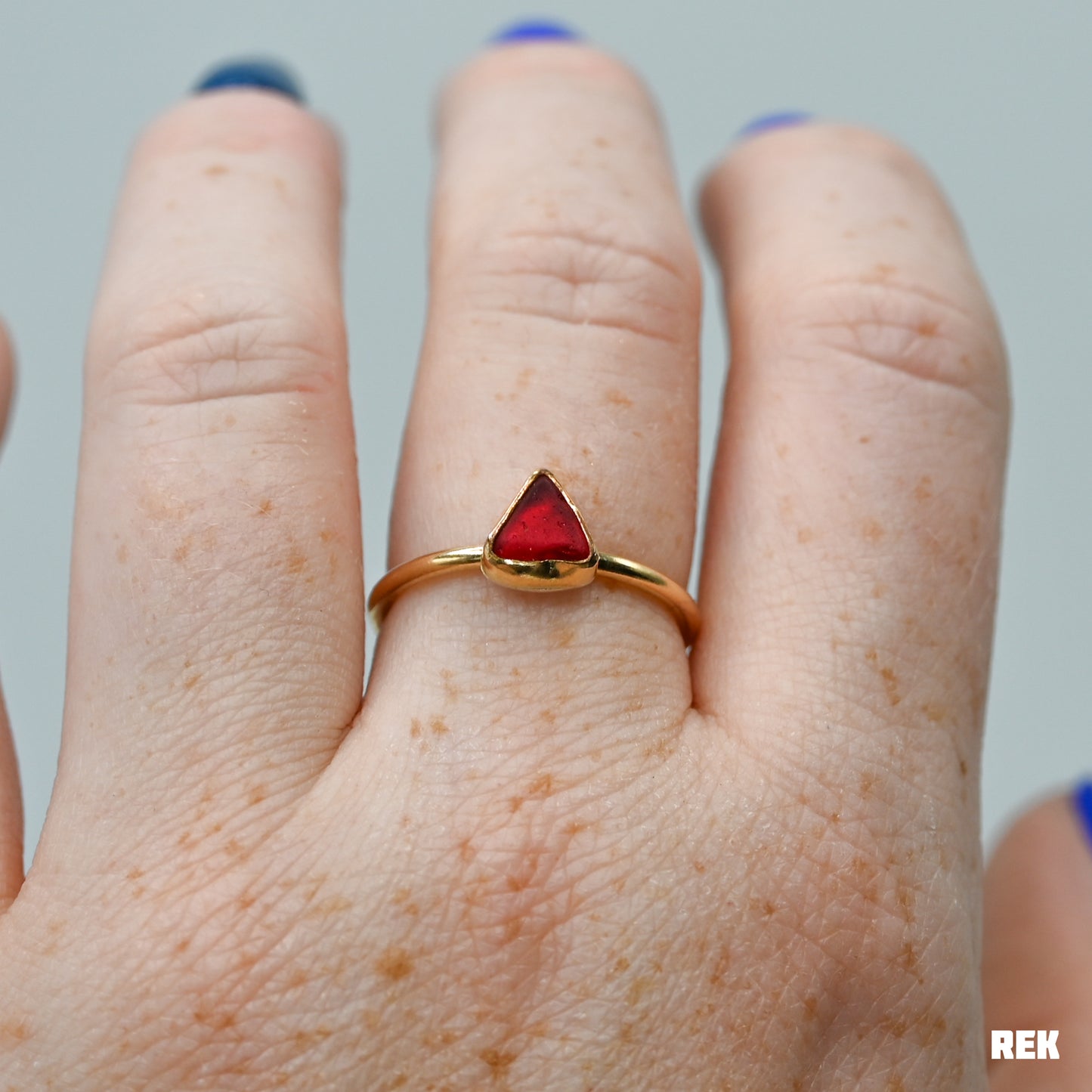 Gold fill red sea glass size 8