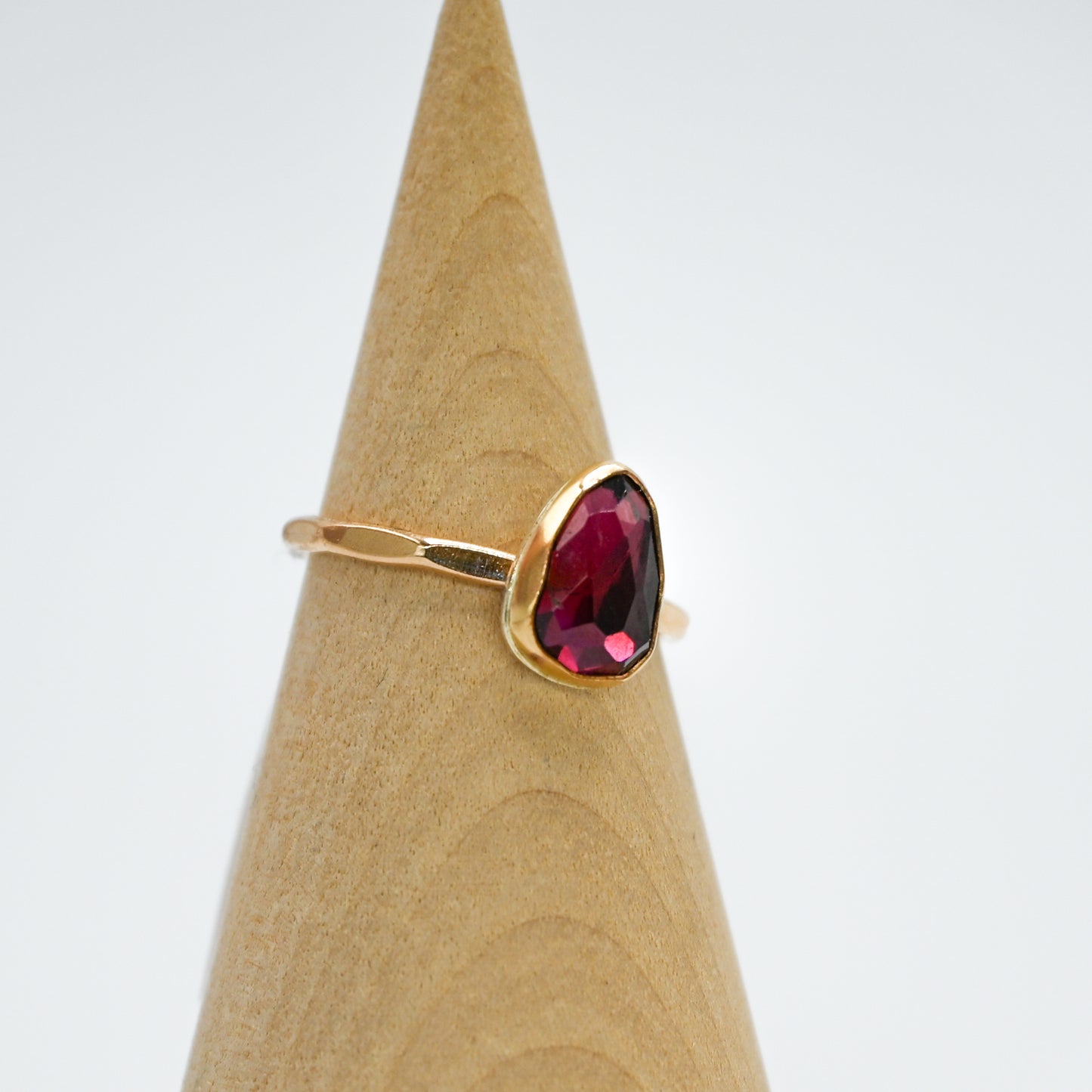 Gold fill rose cut garnet size 7