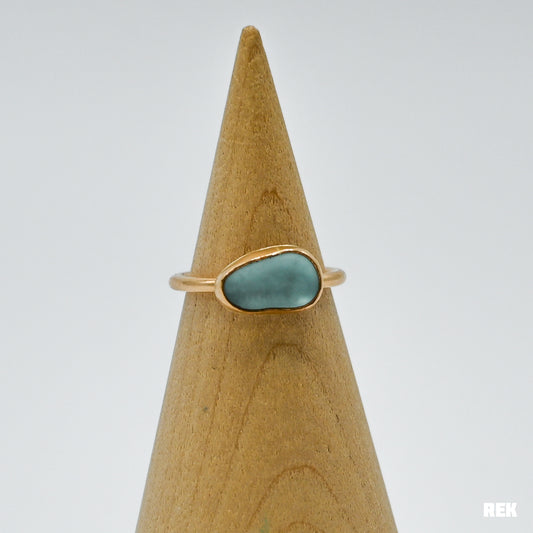 Gold fill aqua sea glass horizontal size 5.5