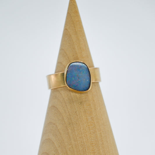 Gold fill wide band Australian opal size 8.25