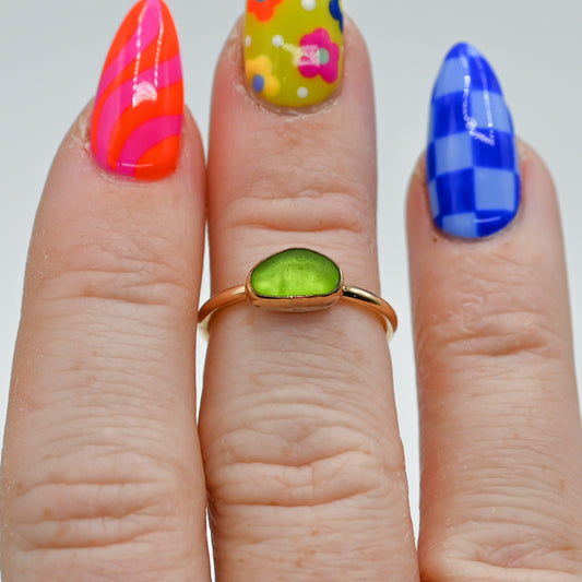 Gold fill lime green sea glass size 5.25