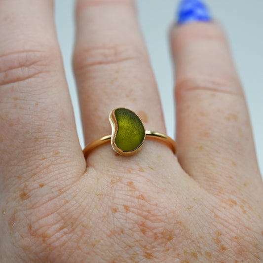 Gold fill olive sea glass size 9.25