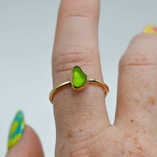 Gold fill lime green sea glass size 10.25