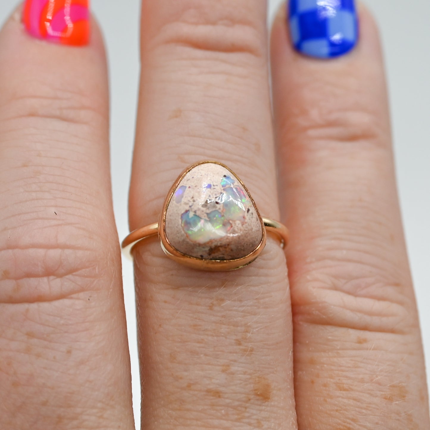 Gold fill Mexican fire opal size 7.5