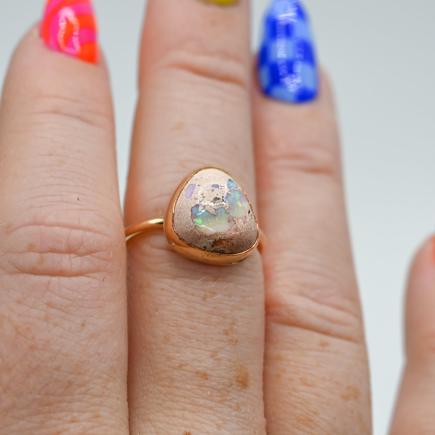 Gold fill Mexican fire opal size 7.5