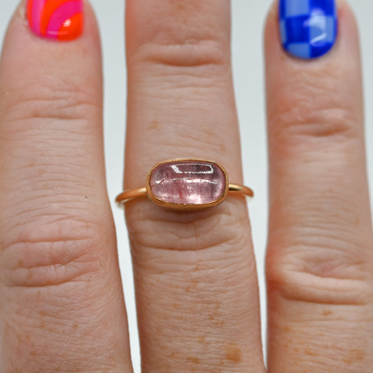 Gold fill horizontal pink tourmaline size 7.5