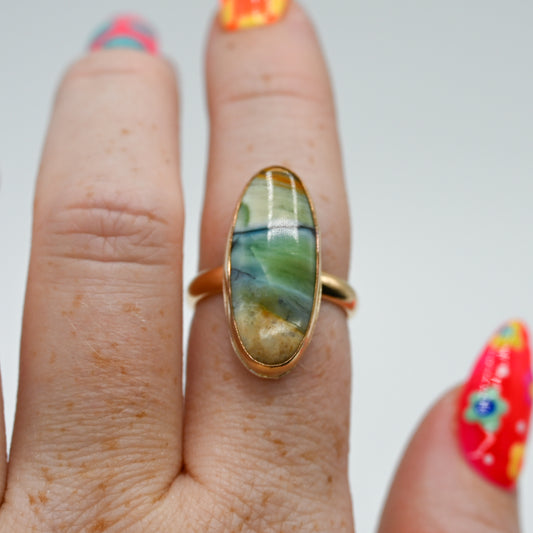 Gold fill opalized wood size 7.5