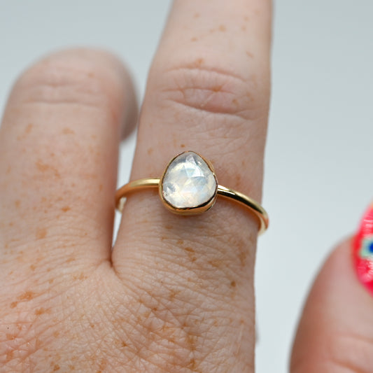 Gold fill rose cut moonstone size 10