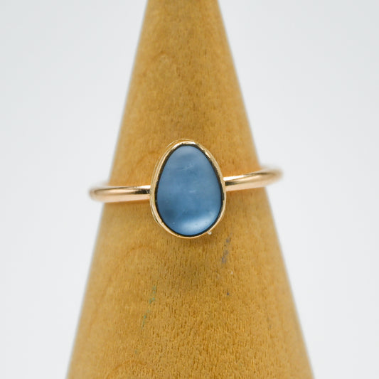 Gold fill cornflower sea glass size 5