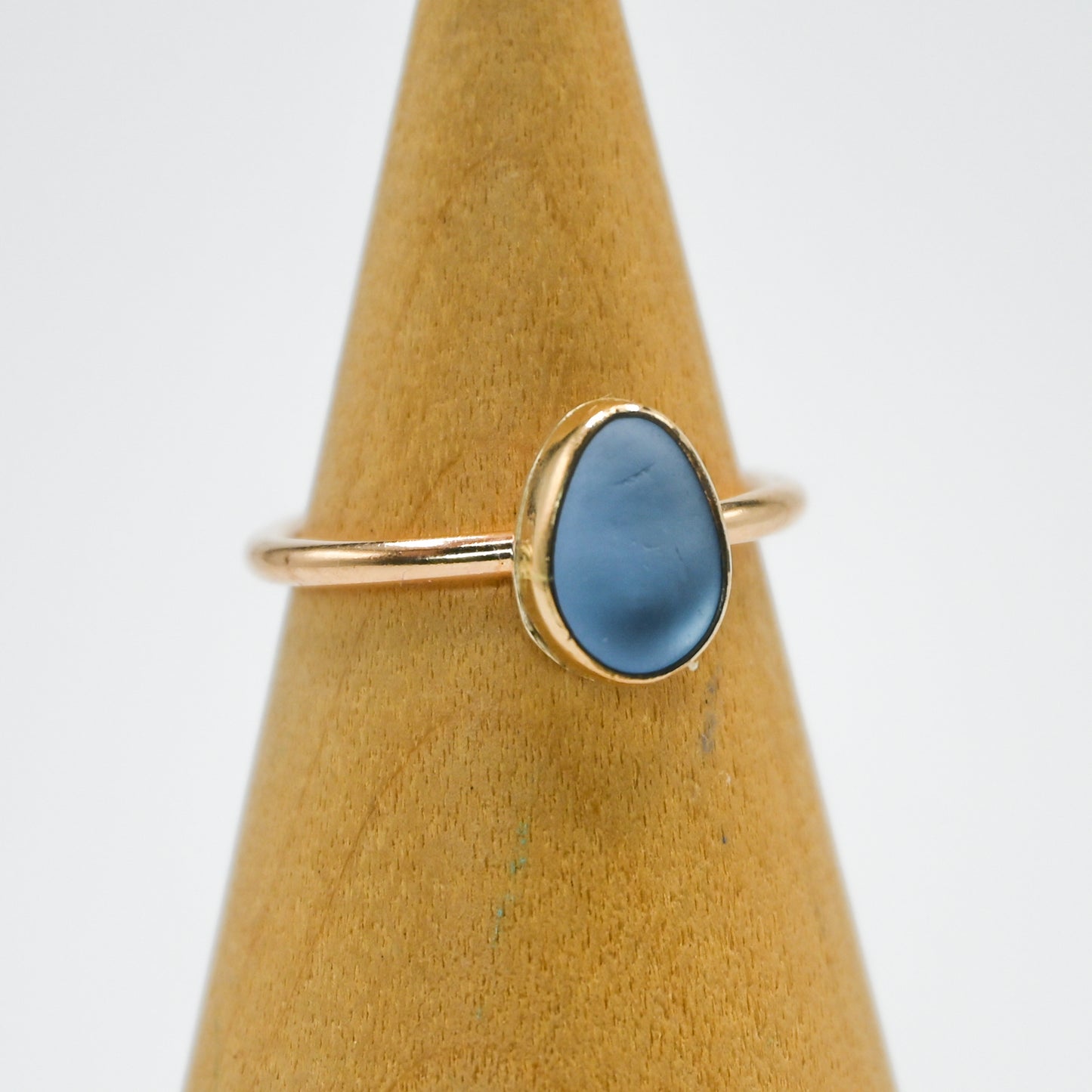 Gold fill cornflower sea glass size 5