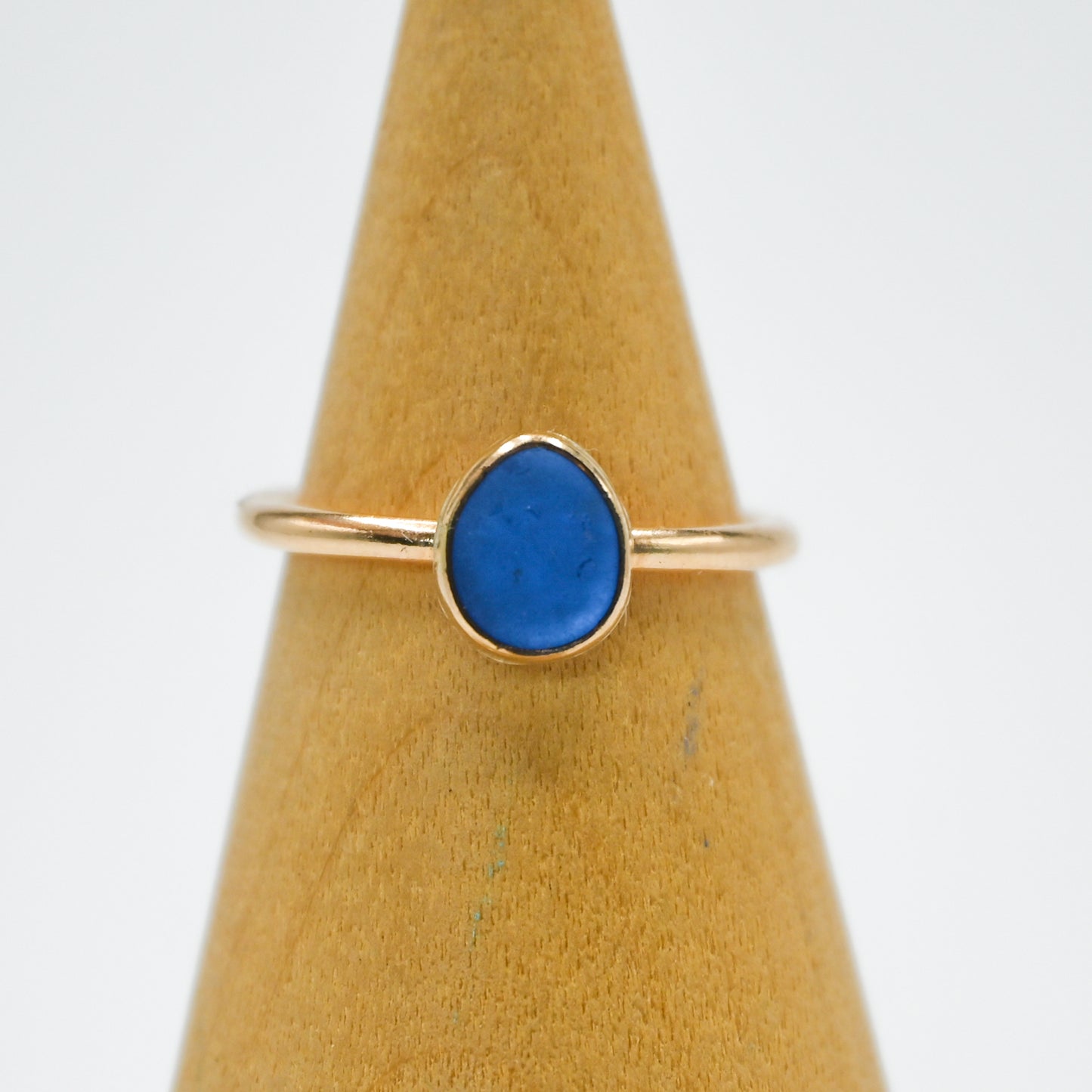 Gold fill dark cornflower/cobalt sea glass size 5