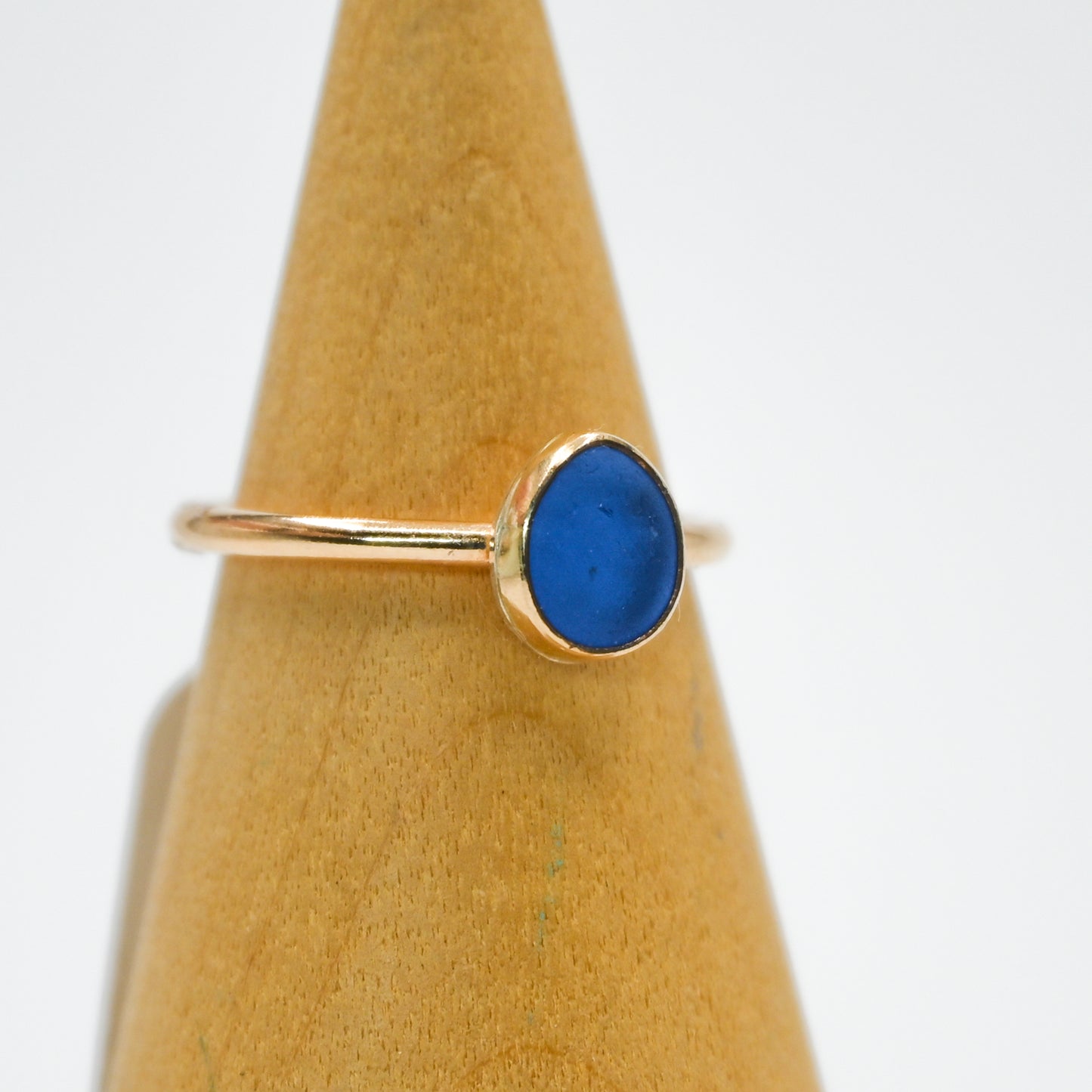 Gold fill dark cornflower/cobalt sea glass size 5