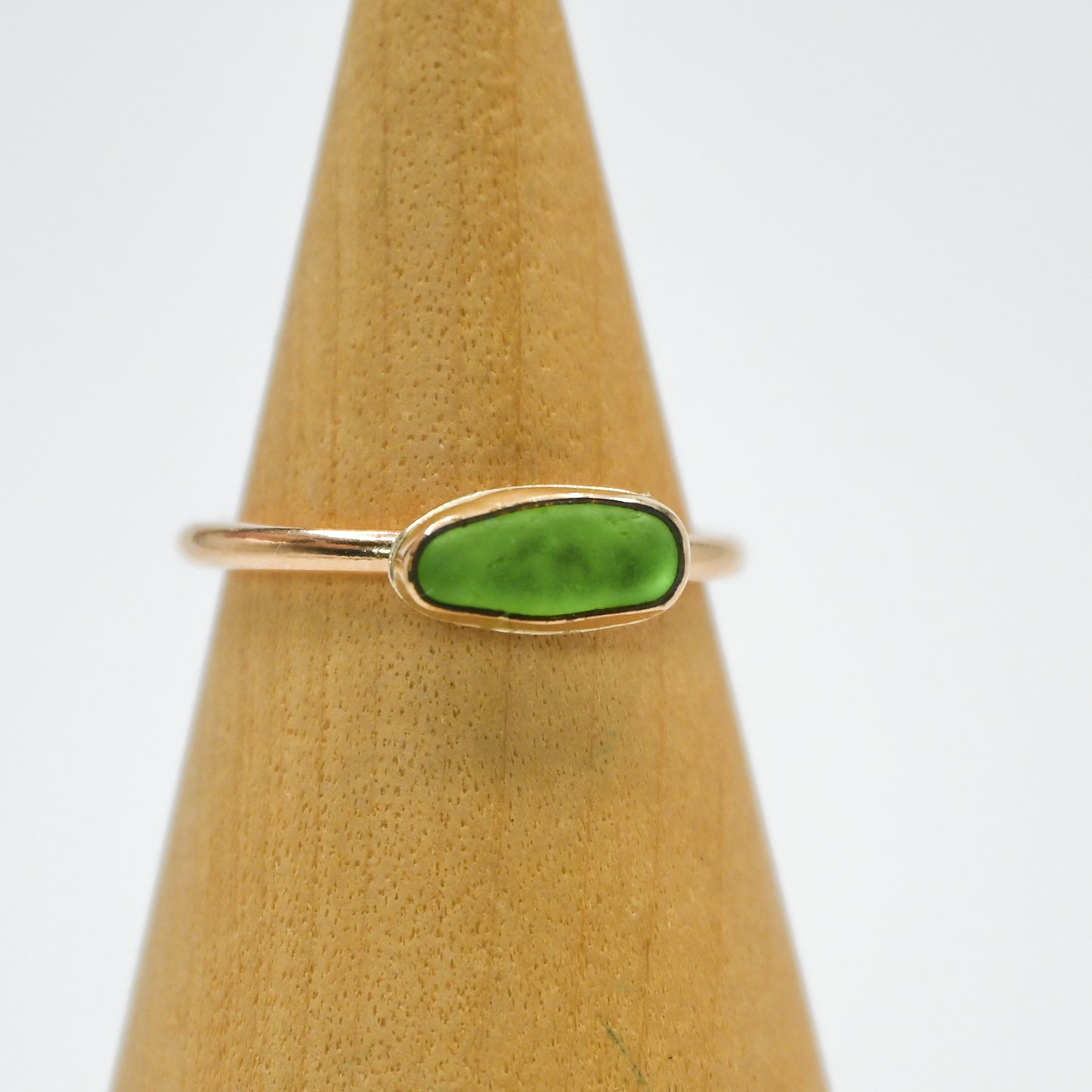 Gold fill lime sea glass horizontal size 5.5