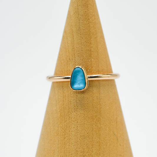 Gold fill turquoise sea glass size 6