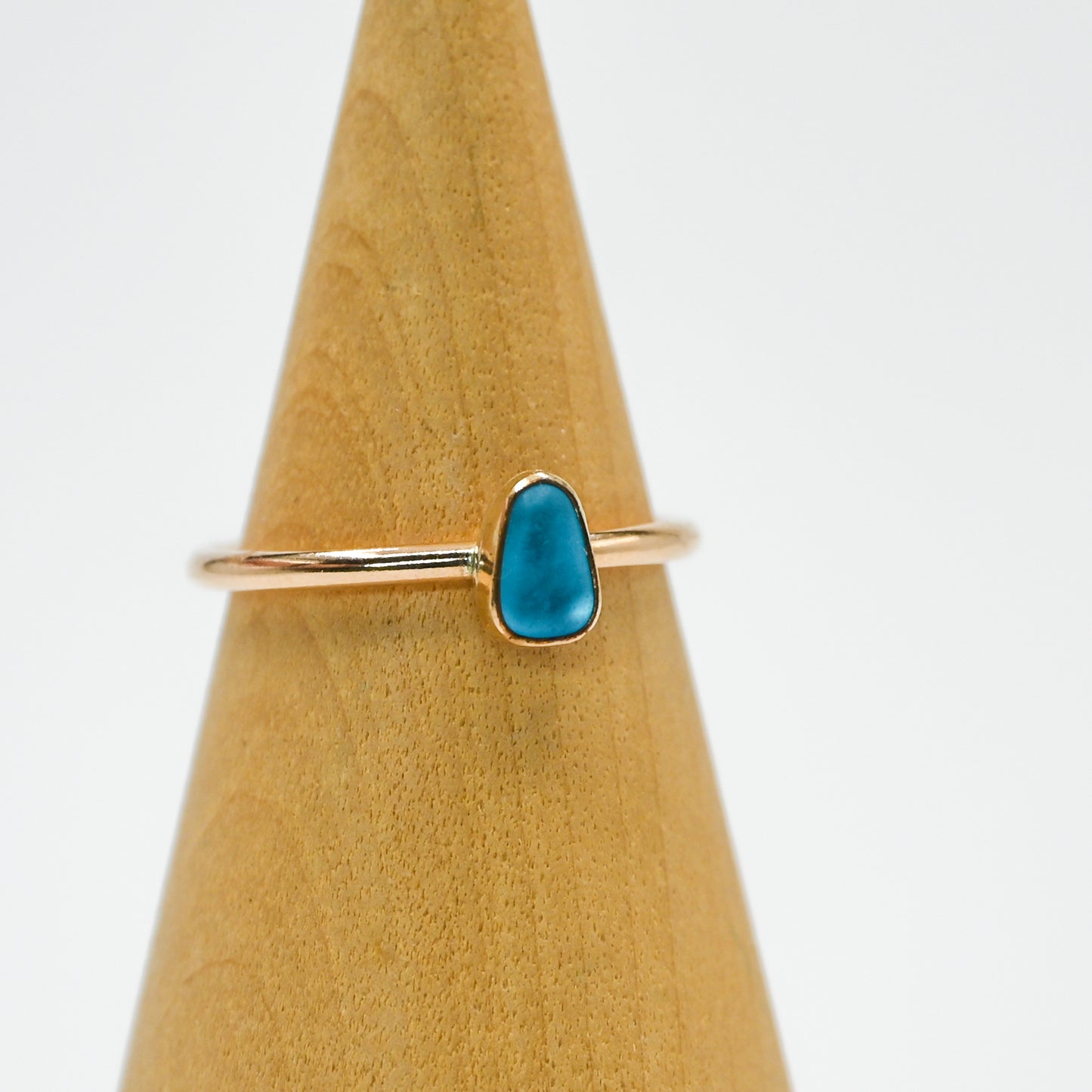 Gold fill turquoise sea glass size 6