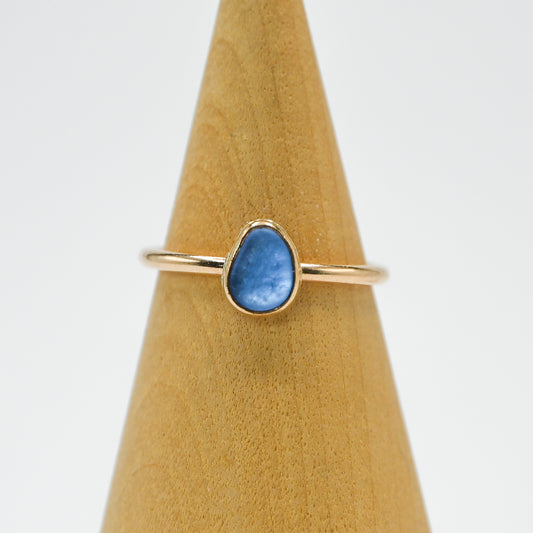 Gold fill cornflower sea glass size 6