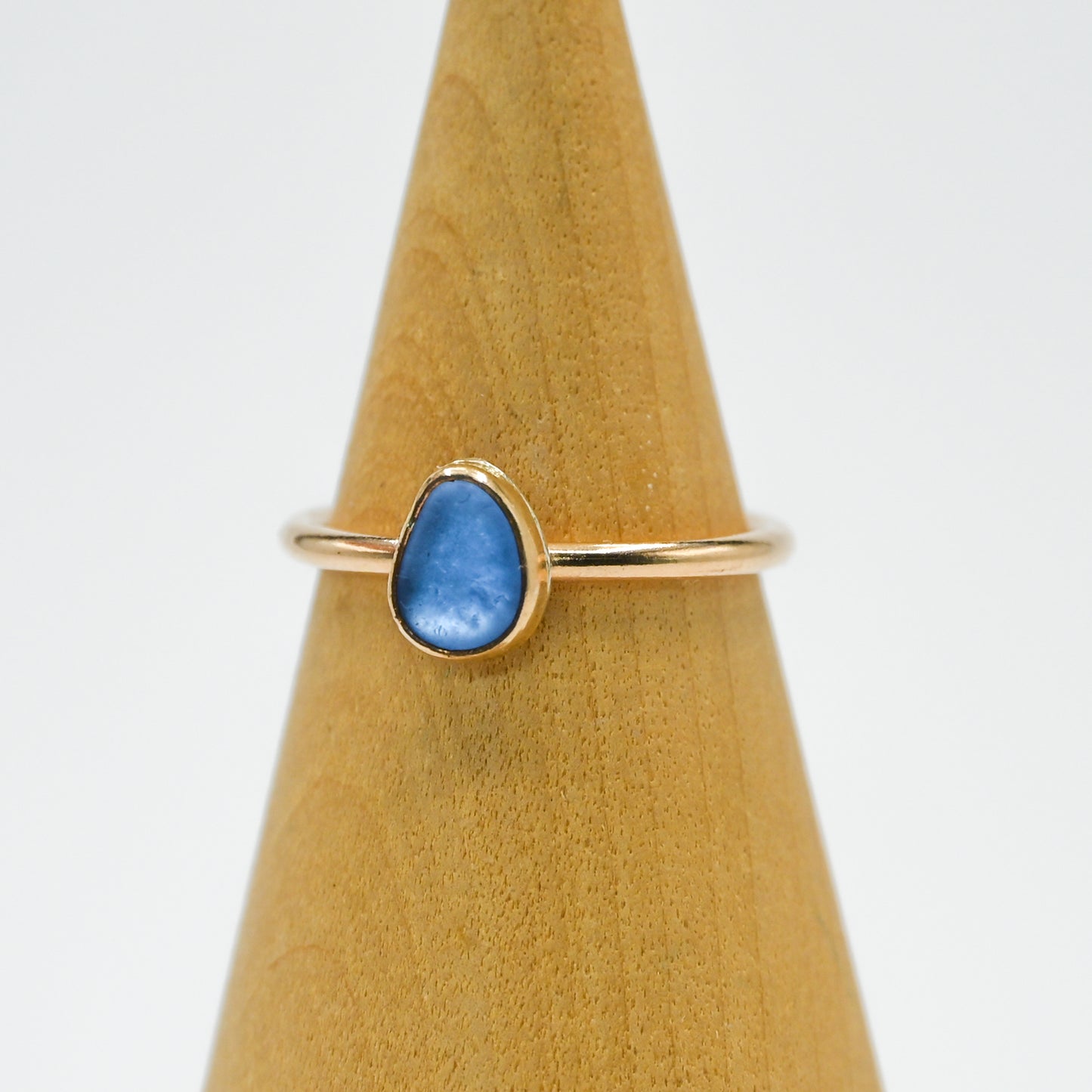 Gold fill cornflower sea glass size 6