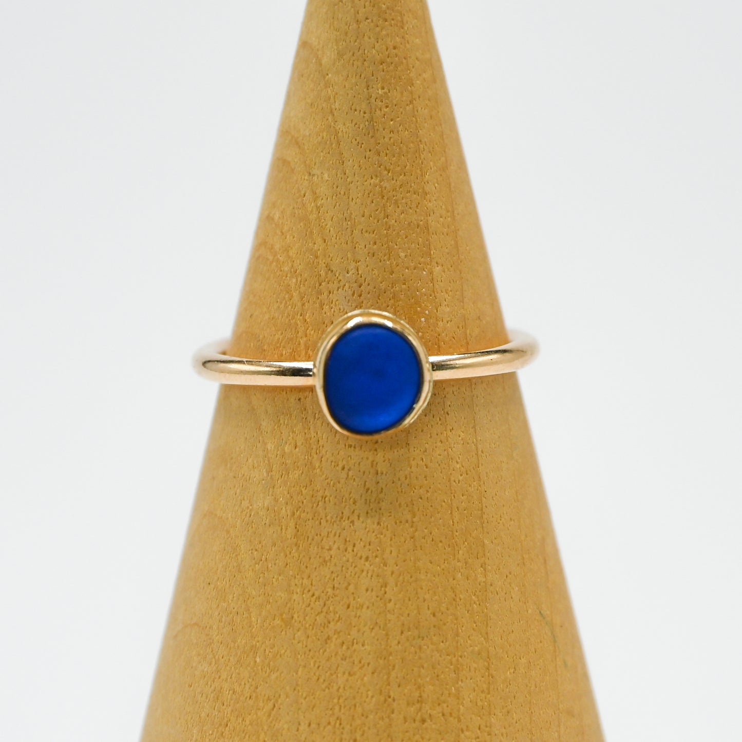 Gold fill cobalt sea glass size 6