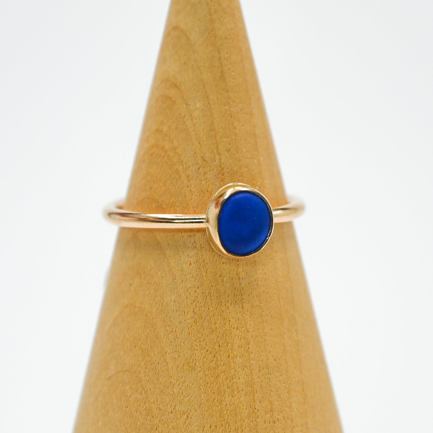 Gold fill cobalt sea glass size 6