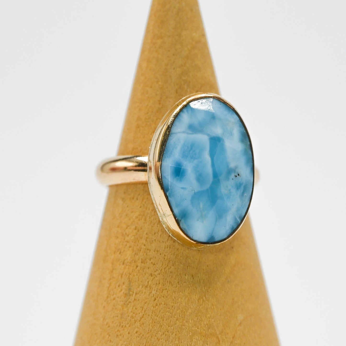 Gold fill xl rose cut larimar size 6