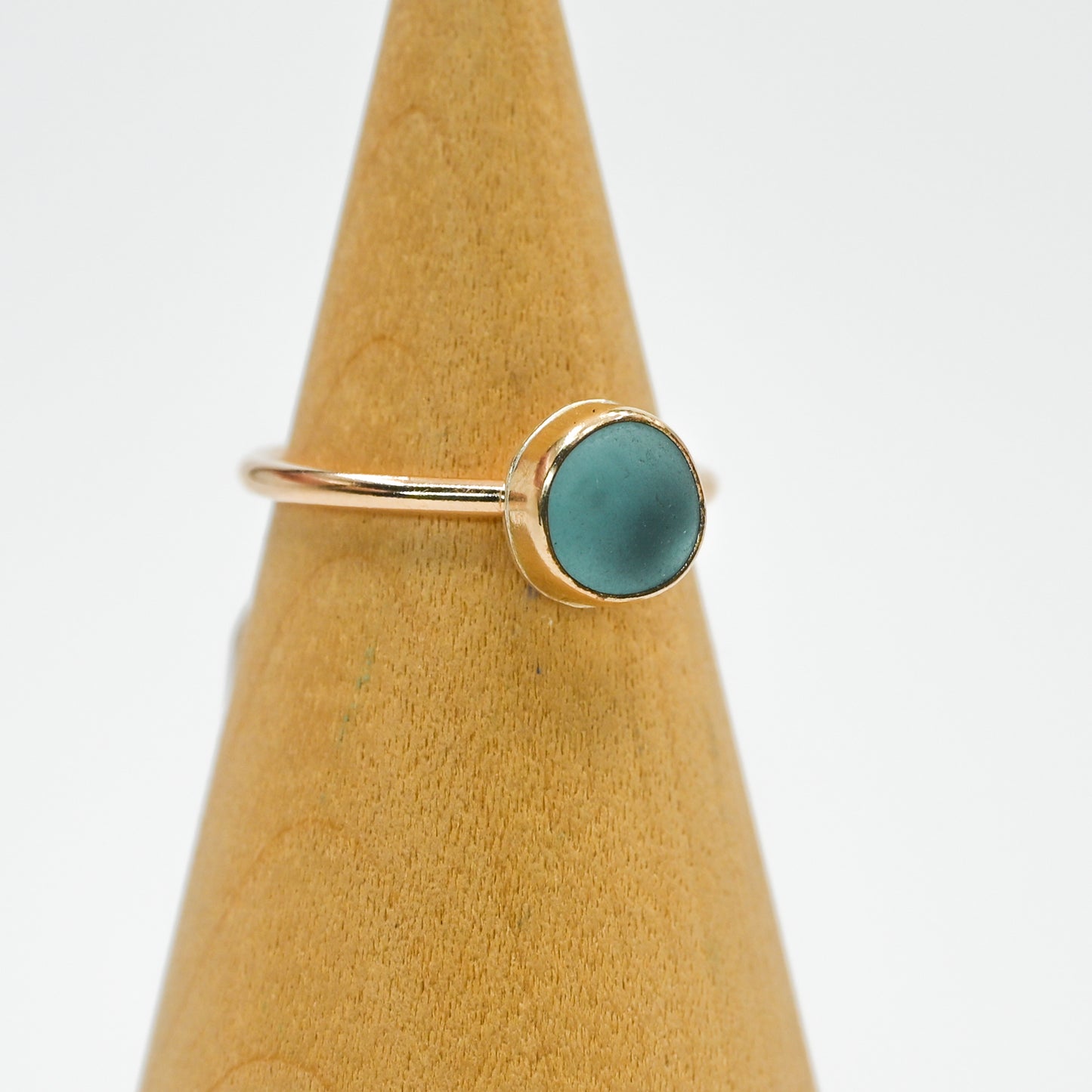 Gold fill aqua sea glass size 6.5