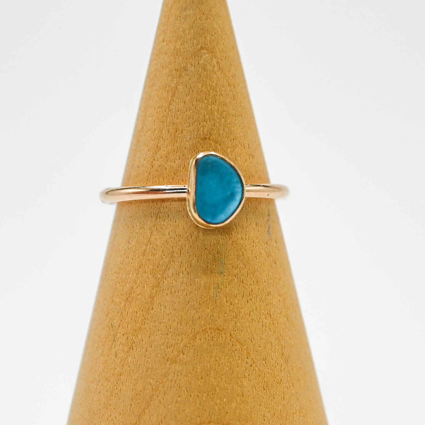 Gold fill turquoise sea glass size 6.75