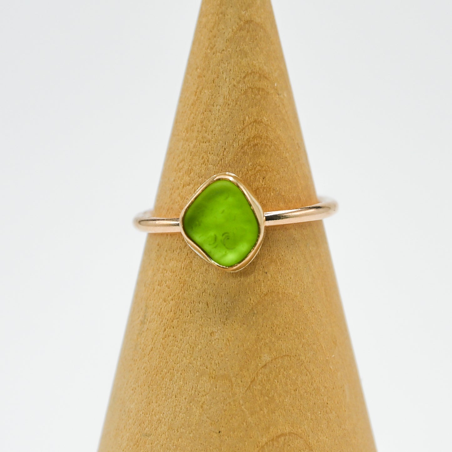 Gold fill lime green sea glass size 7