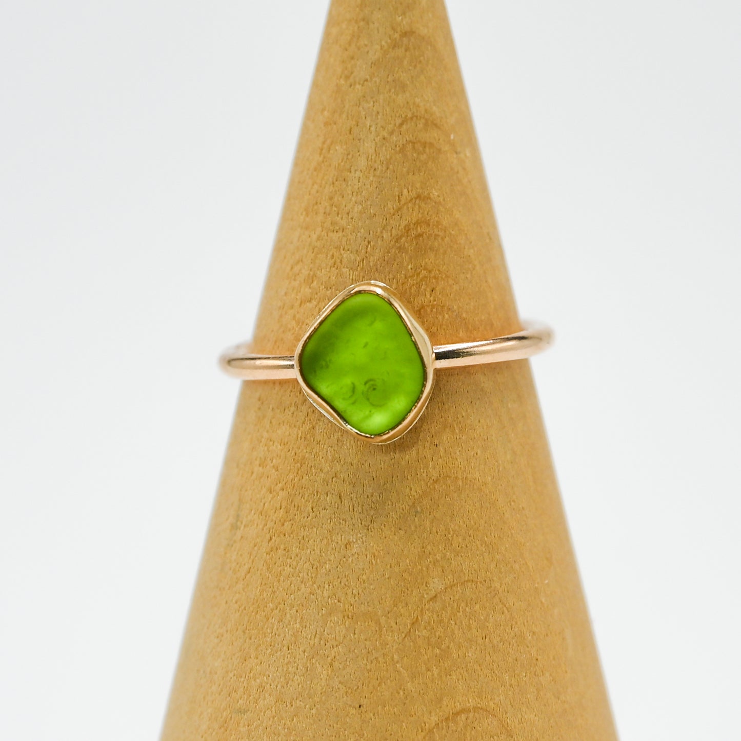 Gold fill lime green sea glass size 7