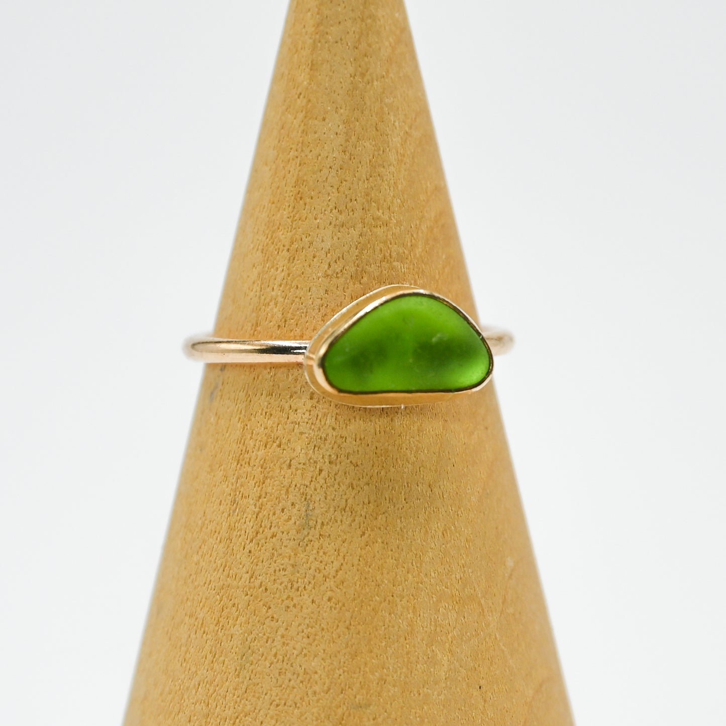 Gold fill lime green sea glass horizontal size 7