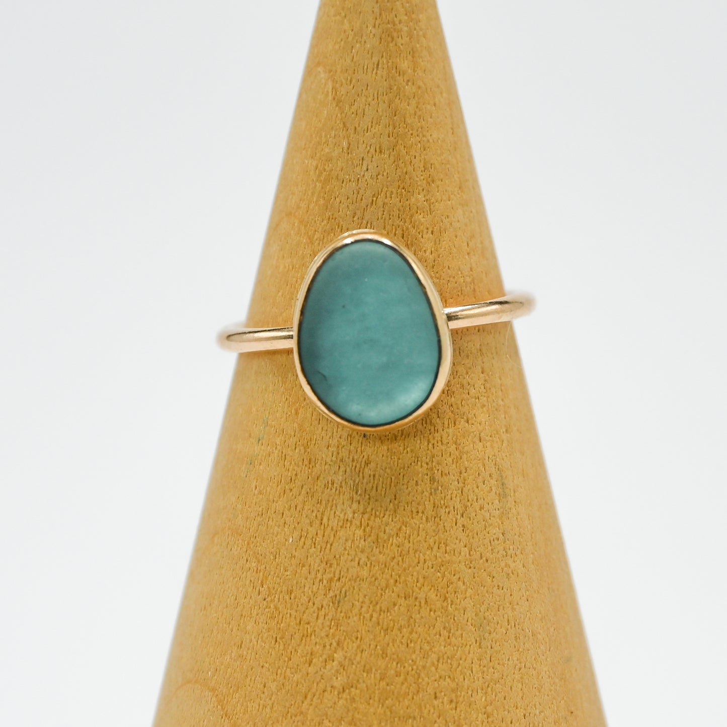 Gold fill aqua sea glass size u7