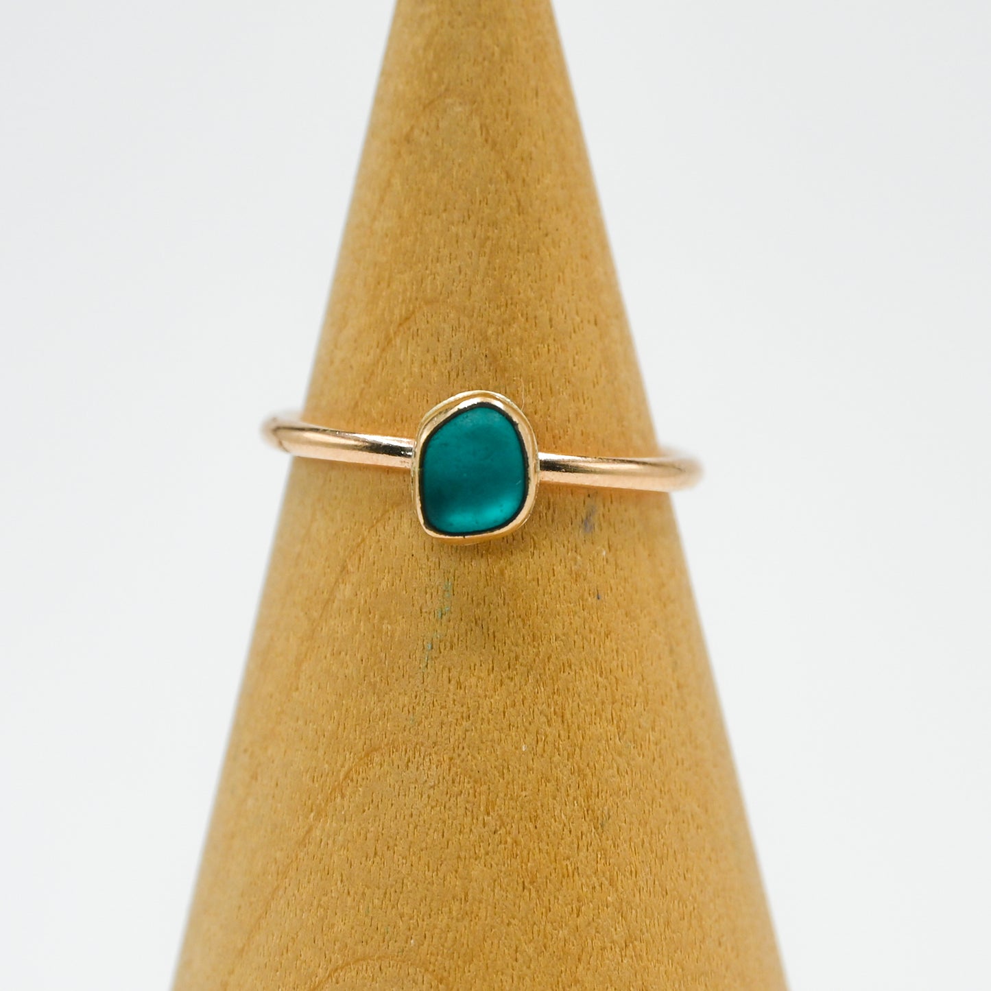 Gold fill carribbean sea glass size 7