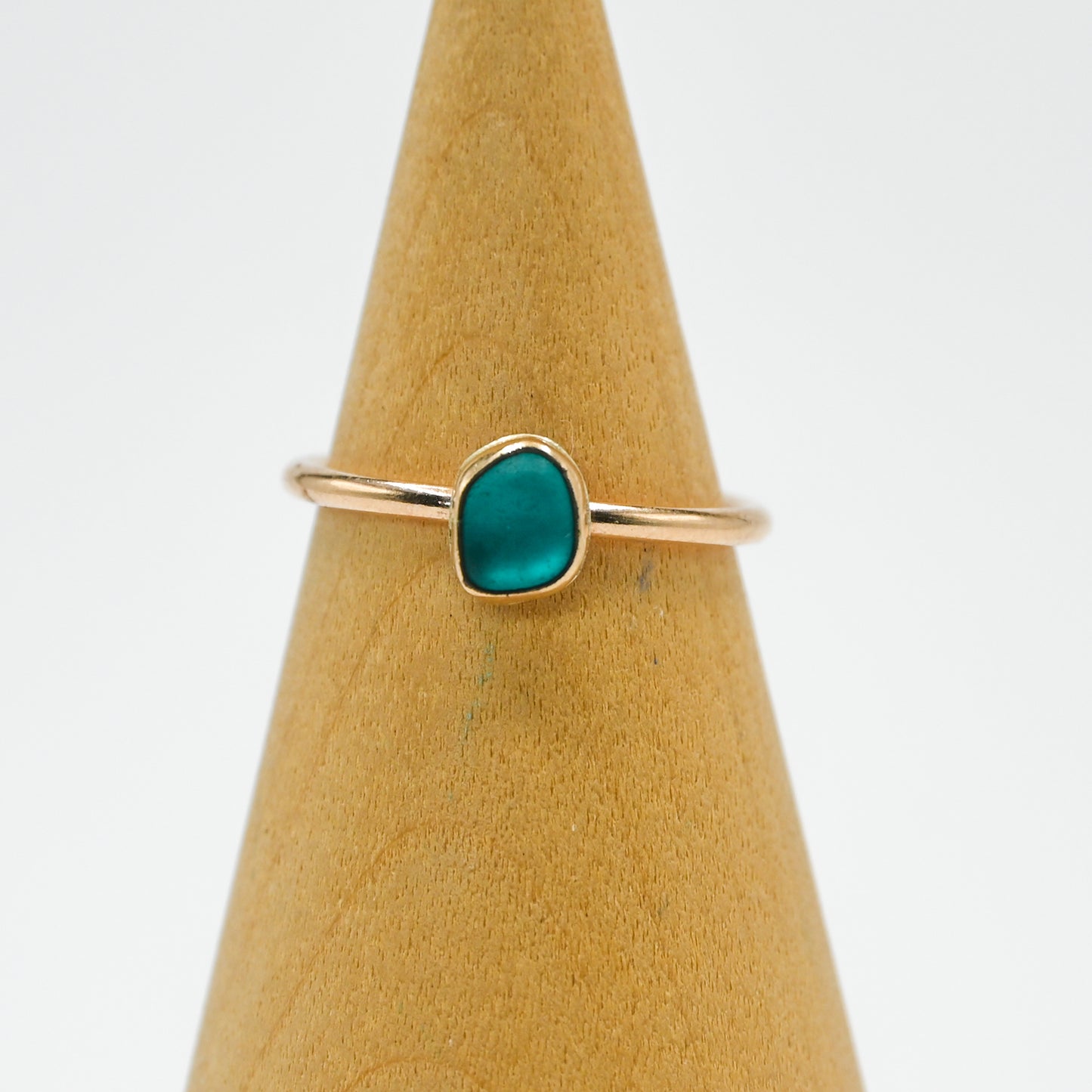 Gold fill carribbean sea glass size 7