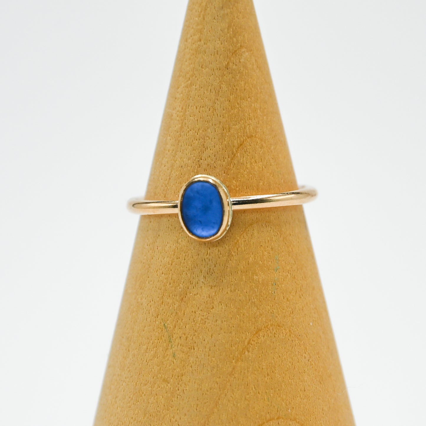 Gold fill cornflower sea glass size 7