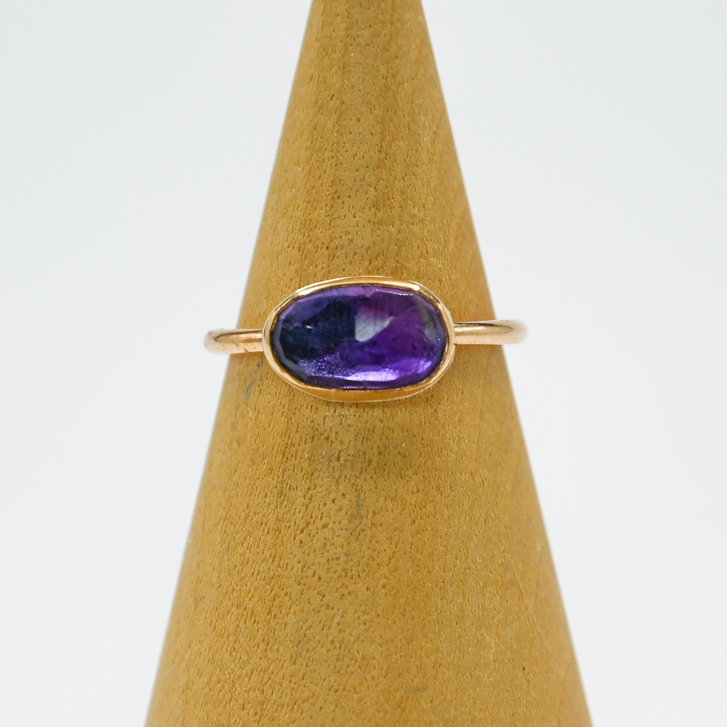 Gold fill horizontal rose cut amethyst size 7