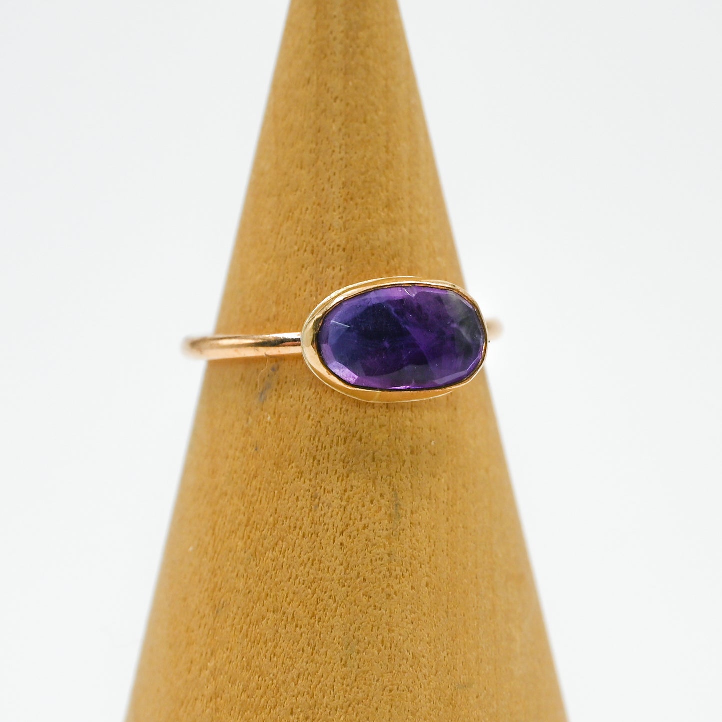 Gold fill horizontal rose cut amethyst size 7