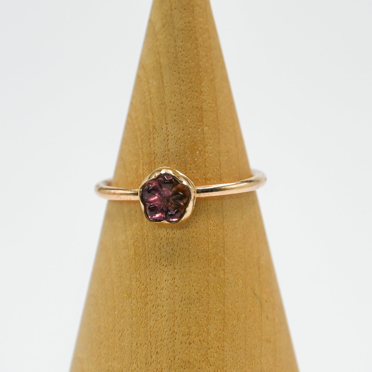 Gold fill flower pink tourmaline size 7