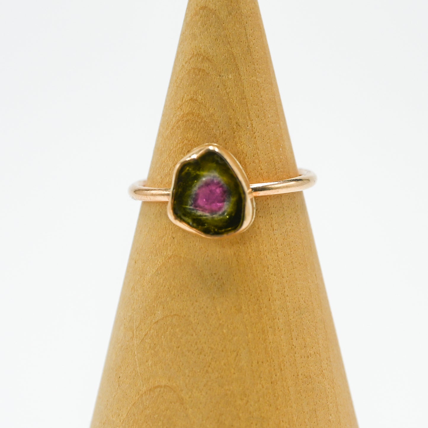 Gold fill watermelon tourmaline slice size 7
